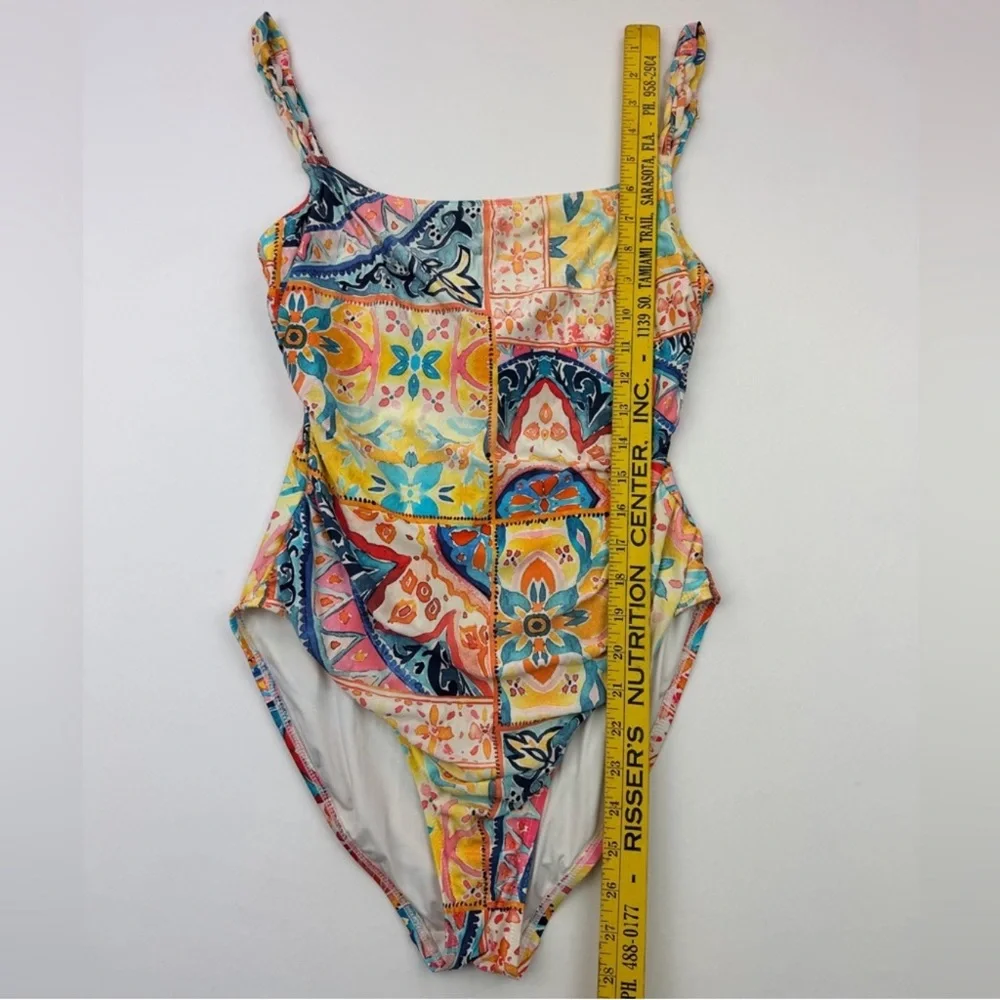 La Blanca Soliel Italian Mosaic Tile‎ Printed One Piece Swim Suit Large